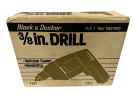 Vintage Black & Decker 3/8 inch Variable Speed Reversing Drill Model Number 7127 - $144.93