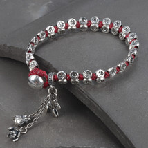Hand Woven Red Bracelet With Sterling Silver Flower Beaded,New Year&#39;s Gift - £60.13 GBP+