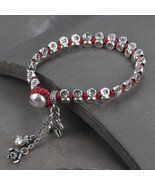 Hand Woven Red Bracelet With Sterling Silver Flower Beaded,New Year&#39;s Gift - £59.25 GBP+