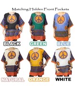 Womens Peace Sign Shirt American Dashiki 100% Cotton - $16.44 CAD