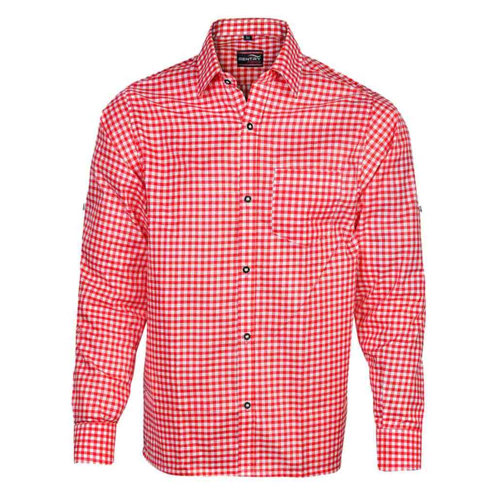 Men's Bavarian Oktoberfest Costume Shirt Checked Red German Beer Festival Shirt