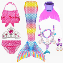 10PCS Kids Swimmable Mermaid Tail can add Monofin Fin for Girls Suit  - £29.56 GBP