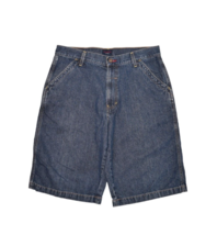 Vintage Tommy Jeans Shorts Mens 34 Dark Wash Baggy Relaxed Fit Denim Hil... - $47.26