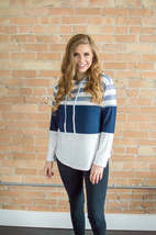 Striped Hoodie | Navy and White - £35.96 GBP