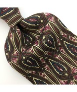 Pavia Tie Italy Brown Red Beige Floral Linked Pattern Silk Necktie Mens ... - £12.38 GBP
