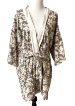 Crabtree &amp; Evelyn Robe Floral Mid Length Kimono Sz M/L Belted Pockets Co... - £19.08 GBP