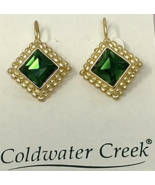 Coldwater Creek Green Gem Square Frame Earrings NEW - £11.25 GBP