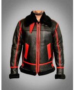 Men RAF Aviator Bomber Real Shearling Real Sheepskin Black Leather Jacket - €136,75 EUR+