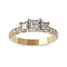 Authenticity Guarantee 
10K Yellow Gold 1CT TDW Princess Cut Diamond Three St... - £647.47 GBP