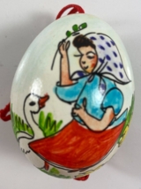 Vintage Little Girl Duck Hand Painted Real Egg Easter Tree Decoration - $14.84