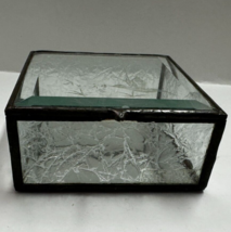 Beveled Etched Glass Keepsake Box 4&quot; square - £15.72 GBP