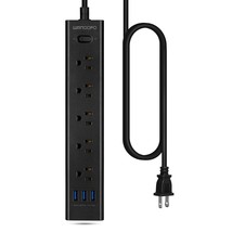 2 Prong Power Strip, 5 Ft Extension Cord Surge Protector, 5 Outlets And ... - £25.37 GBP