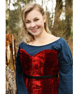 Red Velvet Medieval Corset – Full Bust Fantasy Bodice for LARP &amp; Renaiss... - €102,56 EUR