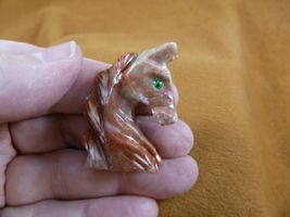 (Y-HOR-HE-12) red CHESS HORSE HEAD carving gemstone SOAPSTONE PERU love ... - $8.99