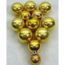 Vintage Gold Color Shiny Brite Glass Christmas Ornaments Mixed Lot of 12 USA - £14.94 GBP