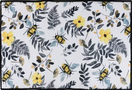 Printed Microfiber Dish Drying, approx. 12&quot;x18&quot;, BEES &amp; LEAVES, black ba... - £9.28 GBP