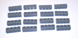 16 Used Lego 1 x 4 Dark Stone Technic Brick w Studs on Side 30414  - £7.95 GBP