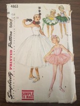 1950's VTG Simplicity Girls' Ballet Costume Pattern 4863 Size 14 CUT - $15.77