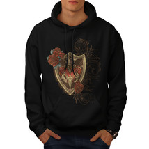 Wellcoda Heart Shield Rose Mens Hoodie, Lust Casual Hooded Sweatshirt - £25.84 GBP+