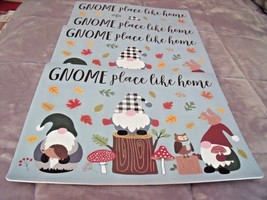 New Set 4 Woodland Gnomes Foam Back Vinyl Placemats Owl Squirrel Hedgehog Animal - £13.47 GBP