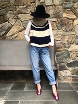 New Free People Hand Knit Stripe Dickie by Loopy Mango $310 Chunky Merino Wool - £115.10 GBP