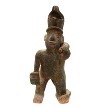 Aztec Mayan Terracottas Art Pottery Clay Warrior Half Lizard Half Man St... - $98.97