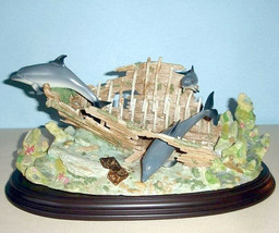 Lenox Dolphin Hideaway Sunken Ship Underwater Scene Sculpture 12.5&quot;W New - £140.60 GBP