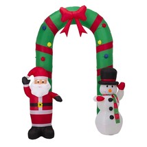 Santa and Snowman 8FT Archway Inflatable Christmas Yard Outdoor Decor LE... - $92.22