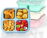 Bento Snack Boxes (4 Pack)- Reusable 4-Compartment Meal Prep Containers ... - $23.99
