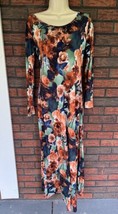 Pink Blush Floral Maxi Dress Small Long Sleeve Maternity Friendly Stretc... - $15.20