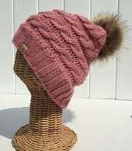 Girls Women Winter Warm Knit With Faux Fur Pom Stretchy Ski Beanie Hat B... - $15.98