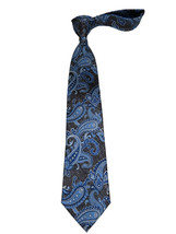 Men&#39;s 100% Silk Necktie By Bruno Piattelli Paisley Floral Fancy BP25 Gray Blue - £30.05 GBP