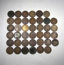 Vintage Indian Cent Collection 38 Different Dates 1859-1909 AN727 - £131.61 GBP