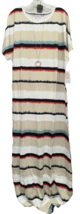 NWT LuLaRoe 2XL White Tan Black Teal Red Striped Maria Knit Long Maxi Dress - $37.61