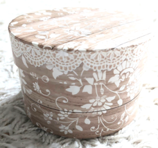 White Beige Bohemian Sewing Box with Lid + Notions Storage Basket w/ Lid - £7.07 GBP