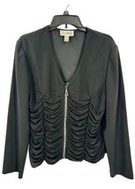 Joseph Ribkoff Illusion Jacket Black Crystal Zip-up with Ruched Detail - $67.32