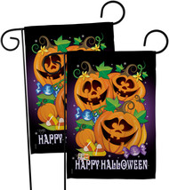 Happy Pumpkins Garden Flags Pack Halloween 13 X18.5 Double-Sided House Banner - £23.35 GBP