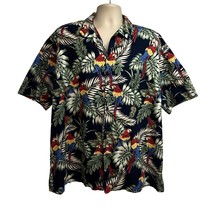 Aloha Republic Hawaiian Button Up Shirt Parrot Jungle All Over Animal Print 2XL - £31.14 GBP