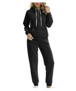 Women&#39;s Black Hoodie Sweatshirt and Jogger Sweatpants 2 Pc Set - Small - £23.29 GBP
