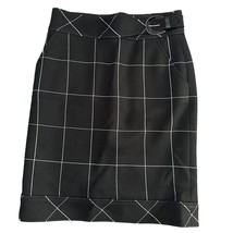 Per Se Skirt Size 8 Medium Black White Wool Lined Pencil Geometric Plaid... - $21.59