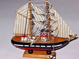 DEKOR HOLZ SEGELBOOT HANDGEBAUT NAUTISCHES MODELL DEKOR HAUS SAMMLER - $23.08