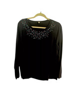 Talbots Womens 3/4 Sleeve Sweater Navy W/Multicolored Dot Embellishment ... - £14.35 GBP