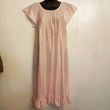 Katz Nylon Night Gown Lingerie VTG Pink Lace Trim Ruffle Hem size Small ... - $19.79