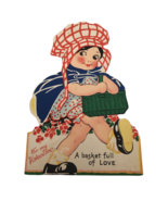 Valentine Card Vintage A Basket Full of Love Lollipop Holder Girl Valent... - £6.29 GBP