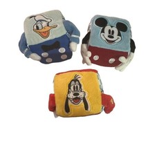 Disney Baby Soft Toy Blocks Rattles Donald Mickey Mouse Goofy Set Of 3 - £9.67 GBP