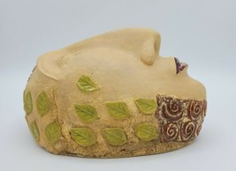 Tabletop Ceramic Face Sculpture w/ Leaves &amp; Scrolls - Signed H. Murray &#39;03 - £258.02 GBP