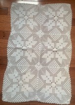 Vintage hand crocheted rectangle doily 17 inches x 26 inches - £11.67 GBP