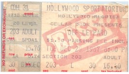 Vintage Def Leppard Ticket Stub December 29 1987 Hollywood Florida - £13.61 GBP