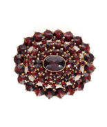 Vermeil Sterling Genuine Natural Bohemian Garnet Pin Brooch Jewelry (#J6... - £112.77 GBP