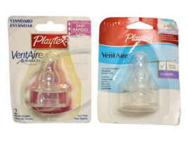 An item in the Baby category: (2) PLAYTEX  VentAire Advanced Standard Fast Flow Silicone Nipples 3-6 Month +